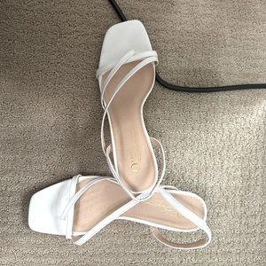 White strap heels